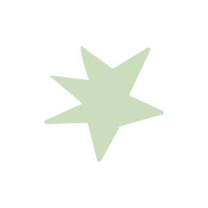 Estrella de color verde claro con siete picos irregulares sobre un fondo blanco